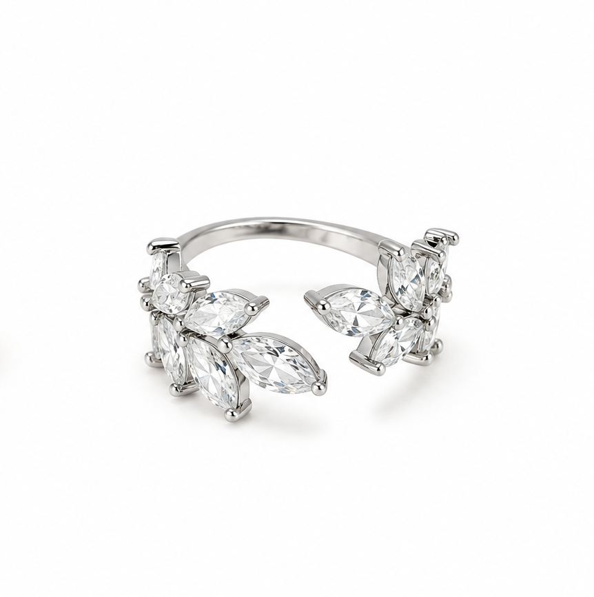 Diamond leaf ring
