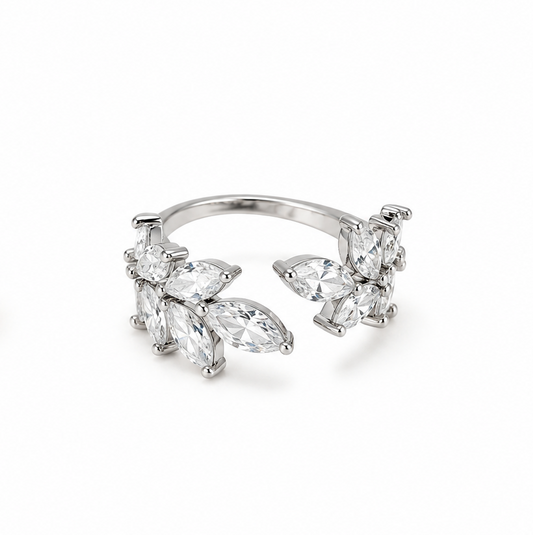Diamond leaf ring