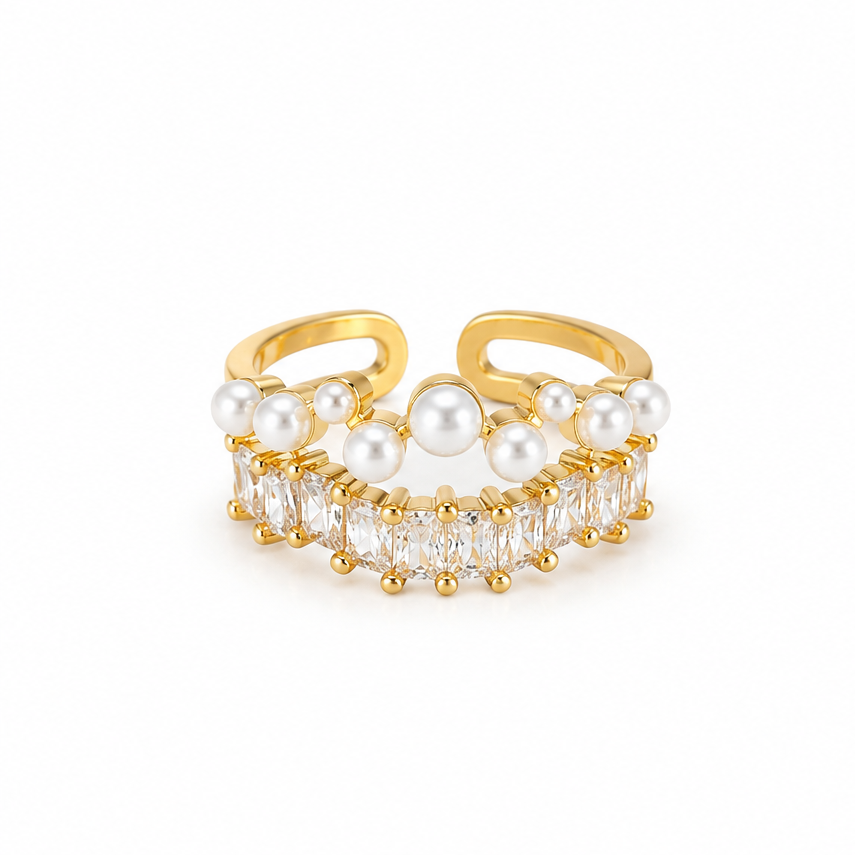 Gold pearl ring